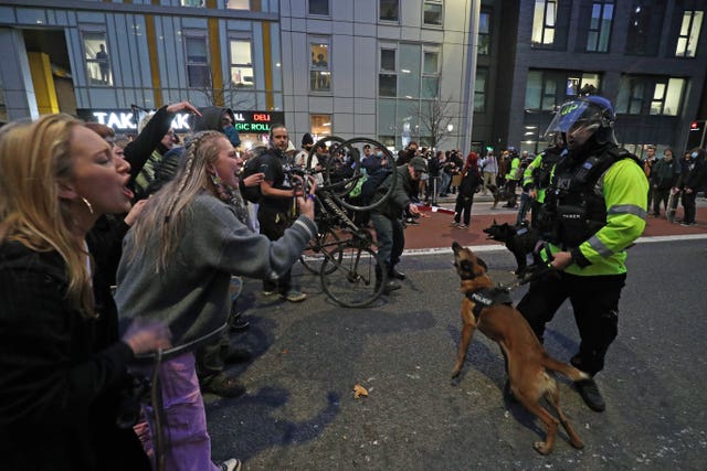 Police dogs were deployed on Sunday (Andrew Matthews/PA)
