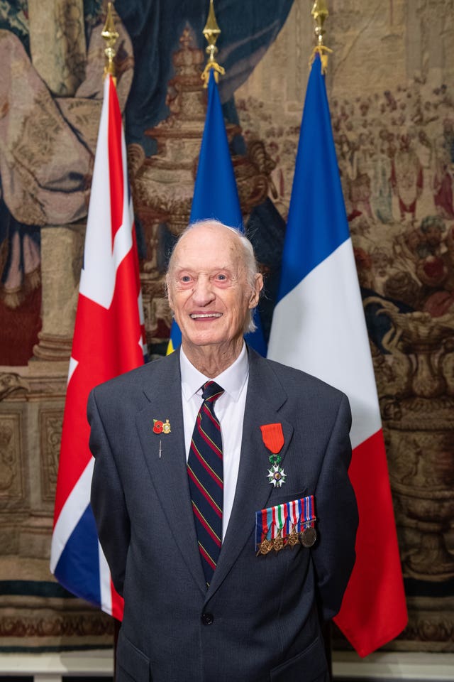Keith Whiting after being presented with the Legion d’Honneur during a ceremony at the French ambassador’s residence in Kensington Gardens, London