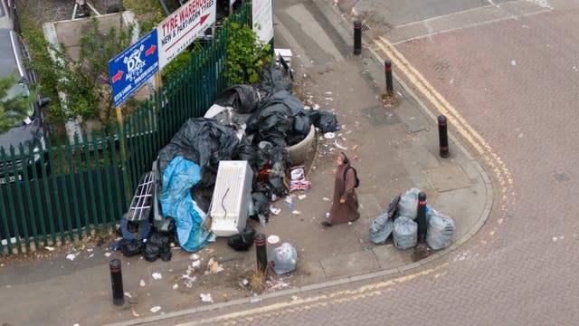 Uncollected refuse bags in the Sparkhill area of Birmingham (