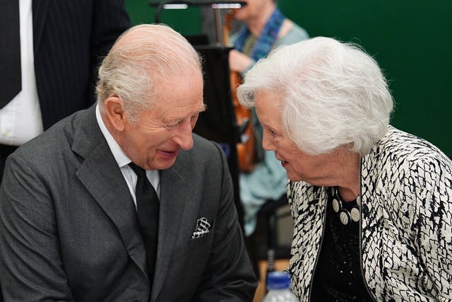 The King speaks to Gloria Davies