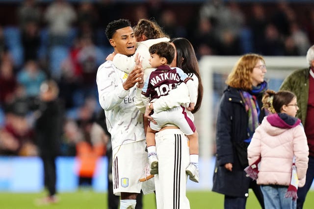 Ollie Watkins and family after Aston Villa’s final Premier League home game of the season