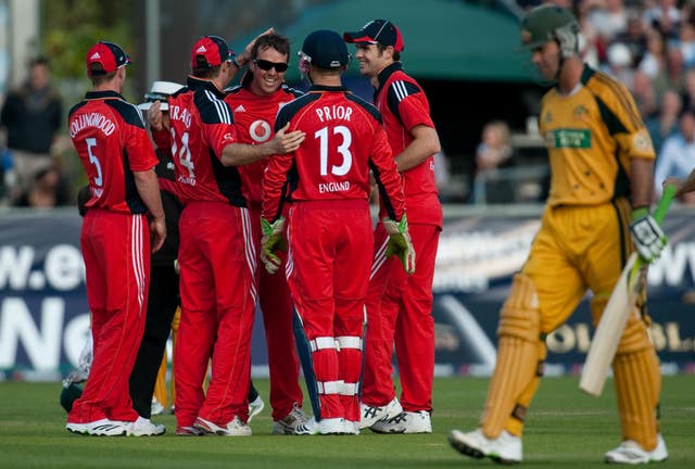 Australia captain Ricky Ponting, right, became Graeme Swann's first victim after being caught by Paul Collingwood for 53