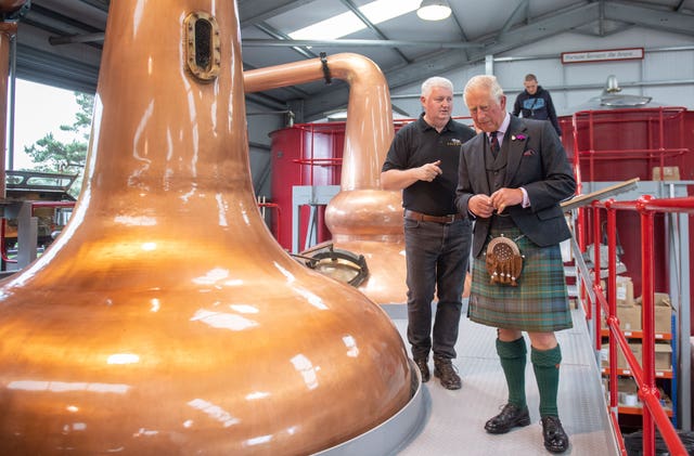 Prince Charles in distillery