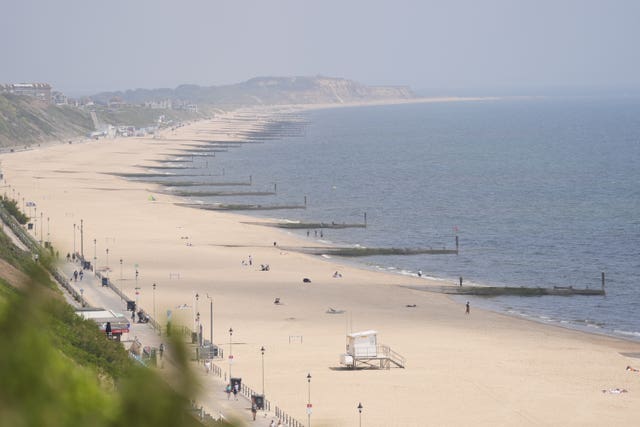 A view of near empty beaches at Fisherman’s Walk in Bournemouth