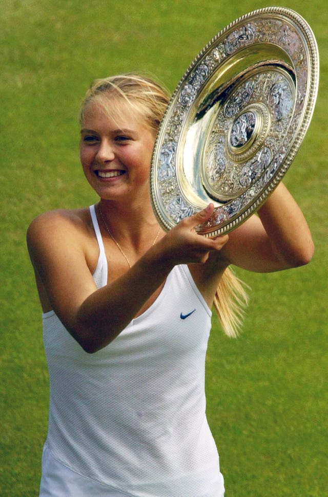 Maria Sharapova celebrates her Wimbledon success in 2004