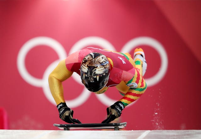 Ghana's Akwasi Frimpong is 30th of 30 sliders at the halfway point in the men's skeleton