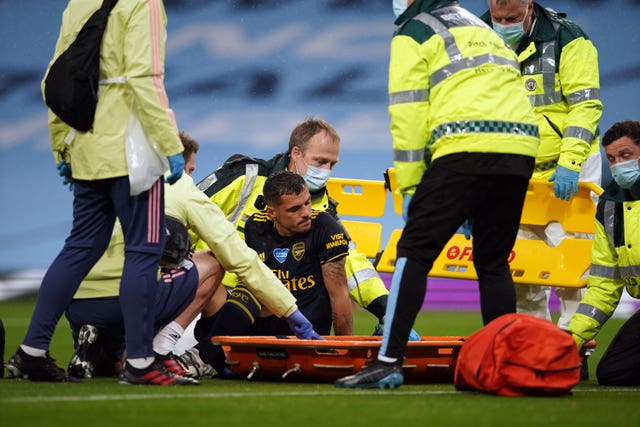 Arsenal had an injury nightmare as first Granit Xhaka (pictured) and then Pablo Mari were forced off