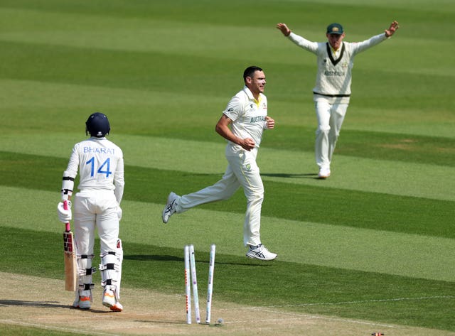 Scott Boland celebrates bowling Bharat