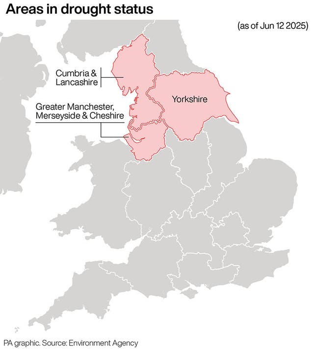 Map showing areas in drought status