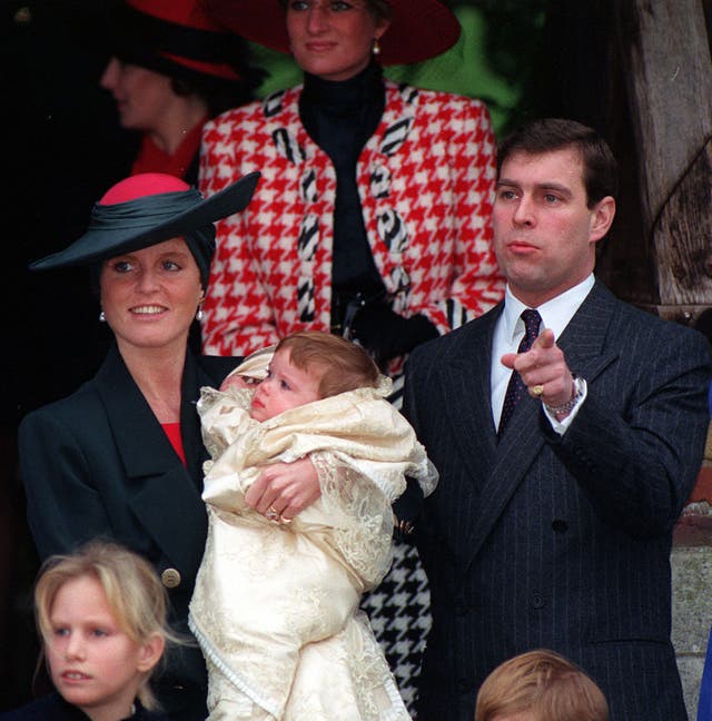 The Duke and Duchess of York with their second daughter Princess Eugenie after her christening (PA)