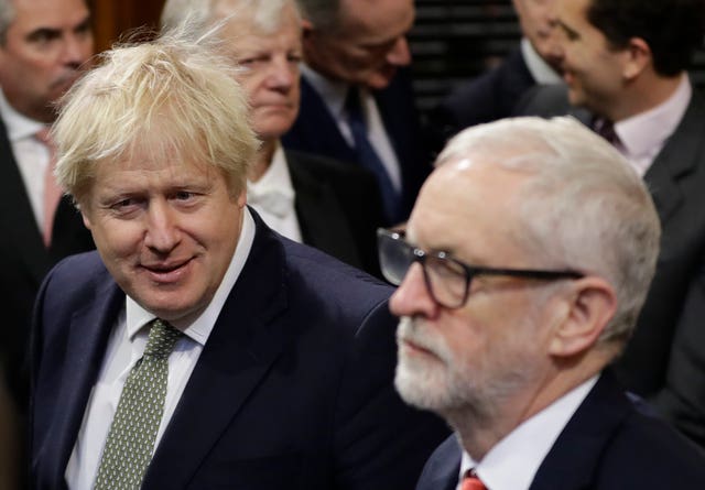 Prime Minister Boris Johnson and then opposition Labour Party Leader Jeremy Corbyn (Kirsty Wigglesworth/PA)