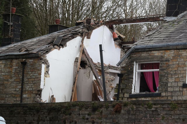 The remains of the property in Ramsbottom