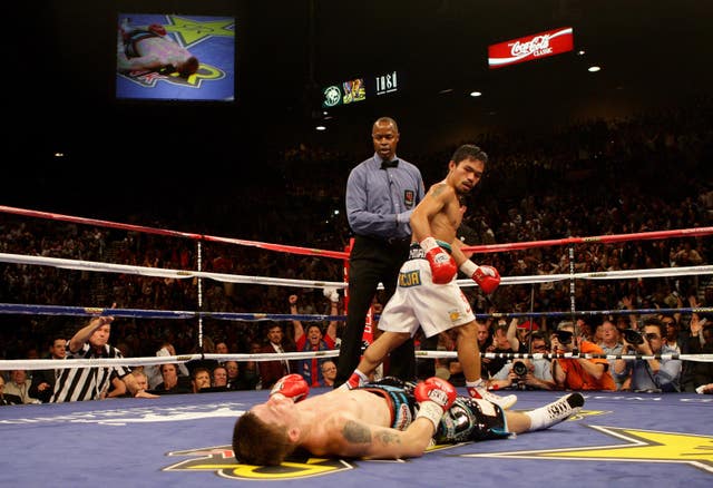 Hatton was knocked out in the second round by Pacquiao