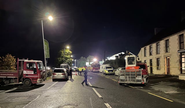 Emergency services at the scene at Applegreen service station located in the village of Creeslough in Co Donegal
