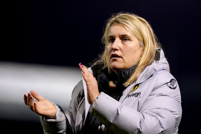 Emma Hayes' Chelsea host Manchester United on Sunday (John Walton/PA).
