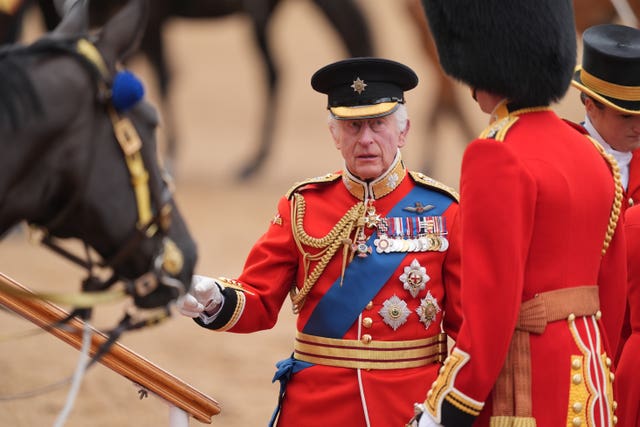 The King at the Trooping the Colour ceremony