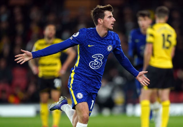 Mason Mount celebrates scoring the opening goal