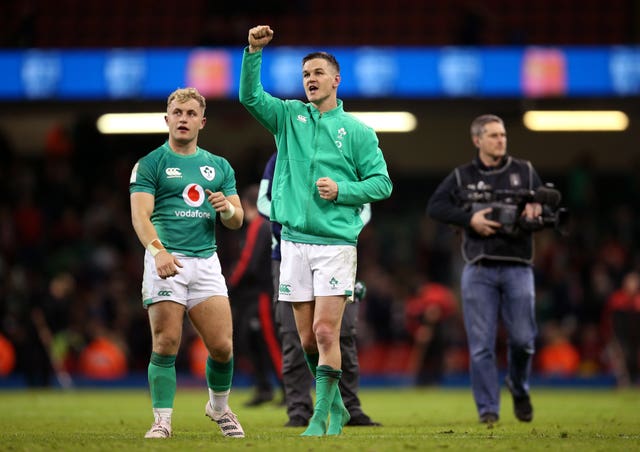 Johnny Sexton, right, kicked 12 points in Cardiff