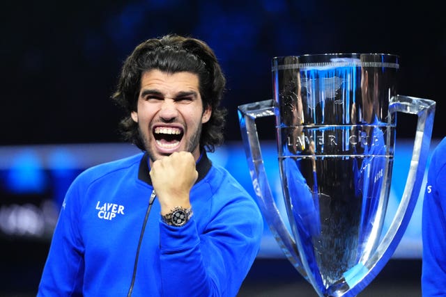 Alcaraz celebrates with the Laver Cup
