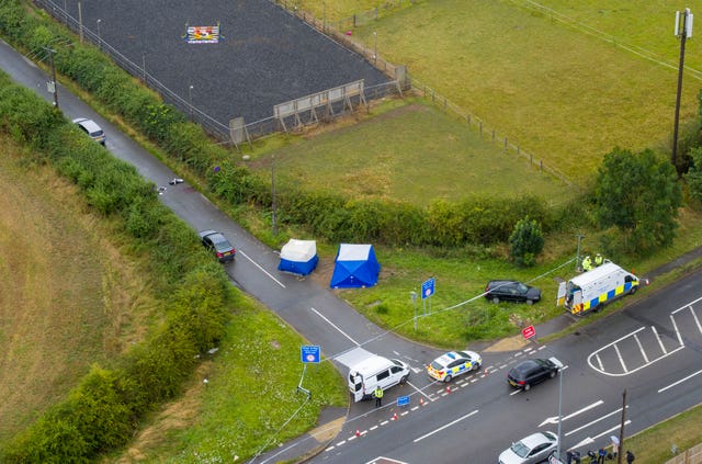 Aerial view of Ufton Lane, where Pc Harper was killed