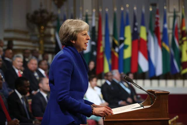 Prime Minister Theresa May speaks at the formal opening (Jonathan Brady/PA)