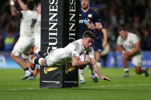 George Ford scores a late try two years ago to save England against Scotland