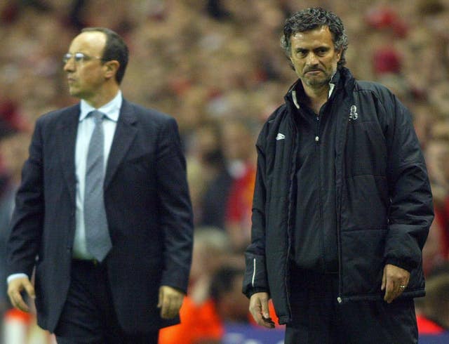 Then Chelsea manager Jose Mourinho (right) and Liverpool boss Rafael Benitez clashed on several occasions