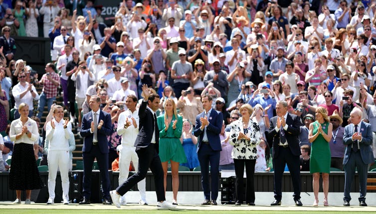 Roger Federer was one of the former champions who showed up to celebrate 100 years of Centre Court