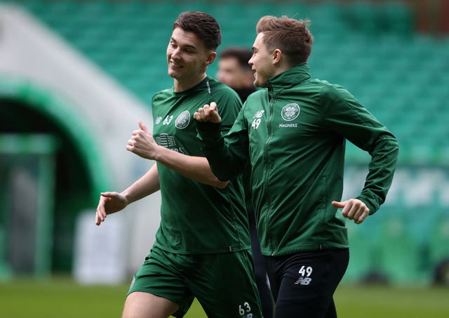 Celtic duo Kieran Tierney (left) and James Forrest have declared themselves fit for action this weekend