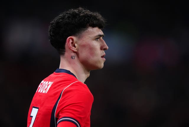 England’s Phil Foden during a friendly against Uruguay