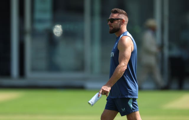 Brendon McCullum attends England training.