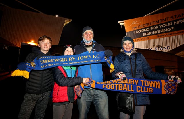 Shrewsbury fan Paul Williams attended the game against Accrington with his mother and two sons