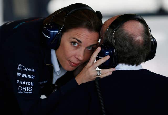 Claire Williams chats with her father Sir Frank Williams 