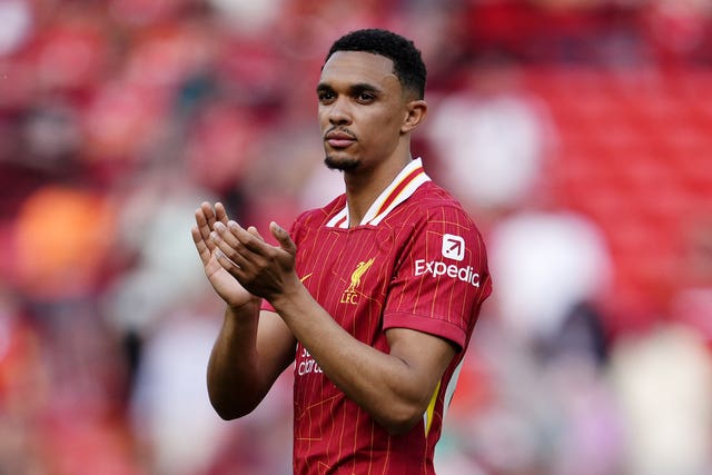 Trent Alexander-Arnold applauds the Liverpool fans