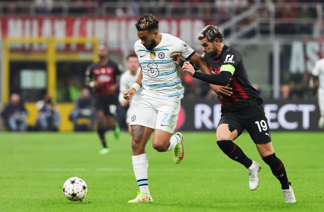 James, left, sustained his knee injury during the midweek Champions League win in Milan