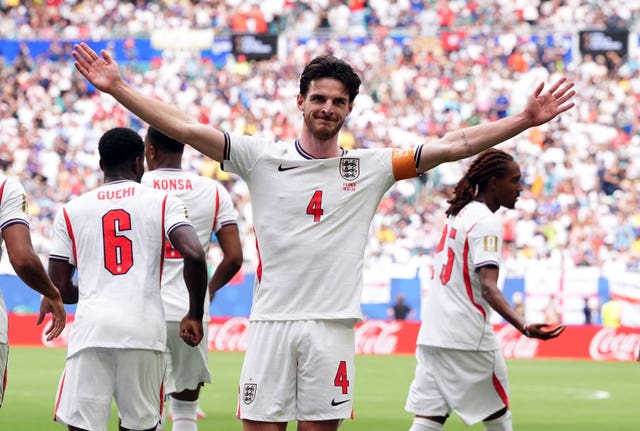 Declan Rice celebrates