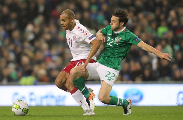 Republic of Ireland’s Harry Arter made a goal-line clearance in the second half (Niall Carson/PA).