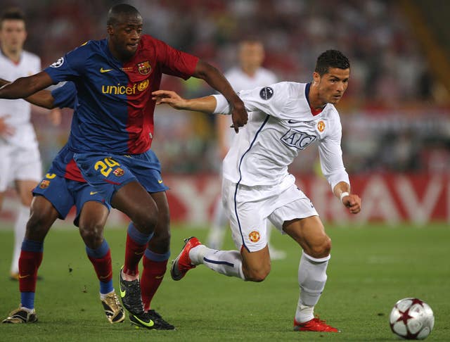 Ronaldo's last match for Manchester United before signing for Real Madrid was in the Champions League final defeat to Barcelona in Rome