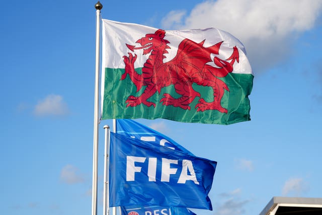 Wales and FIFA flags