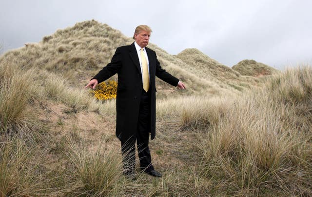 Donald Trump on the Menie Estate in Aberdeenshire (Andrew Milligan/PA)