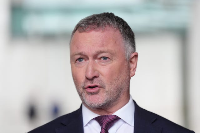 Steve Reed speaks to the press outside the BBC's headquarters in London
