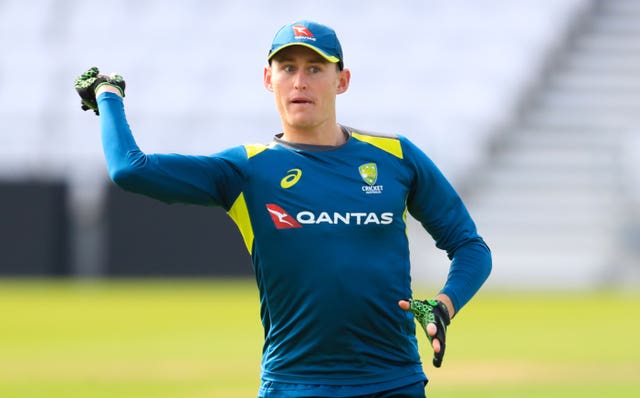 Australia's Marnus Labuschagne was hit in the nets before continuing