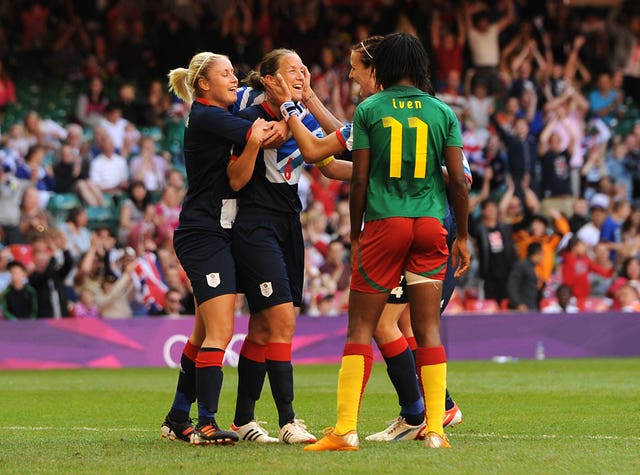 Casey Stoney (centre) captained the British women's team at London 2012 (Andrew Matthews/PA).