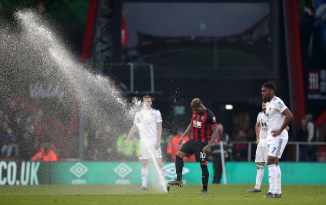 Jordon Ibe takes matters into this own hands after Bournemouth's home defeat to Wolves is briefly interrupted by a sprinkler malfunction. Winger Ibe left the Vitality Stadium before the end of the prolonged season having managed just five Premier League goals following a £16million move from Liverpool in 2016 