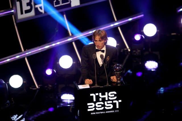 Luka Modric collected The Best FIFA Men’s Player award on Monday (Tim Goode/PA)