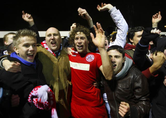 Crawley beat Derby in the FA Cup third round in 2011 (Chris Ison/PA).