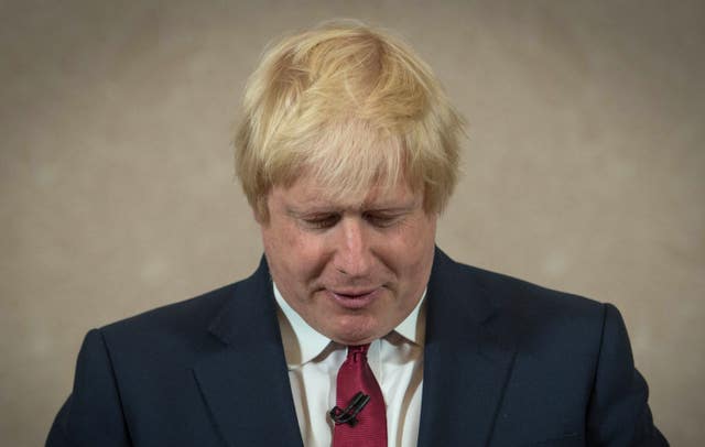 Boris Johnson announcing he would not seek the Tory leadership ib 2016 following Michael Gove's surprise move to join the race (Stefan Rousseau/PA)