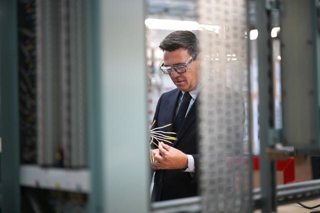 Prime Minister Andy Burnham meets apprentices during a visit to Submarine Academy for Skills and Knowledge (SASK) at BAE Systems, in Barrow in Furness