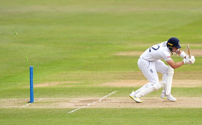 Matthew Potts is bowled