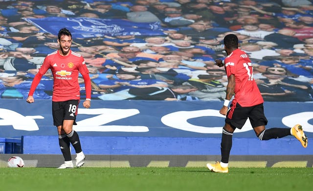 Bruno Fernandes celebrates scoring United's equaliser 